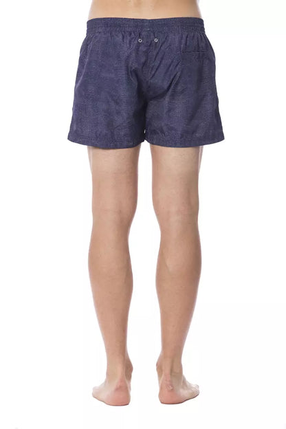 Blue Polyester Men's Swimwear