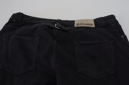 Black Cotton Back Buckle Casual Denim Jeans