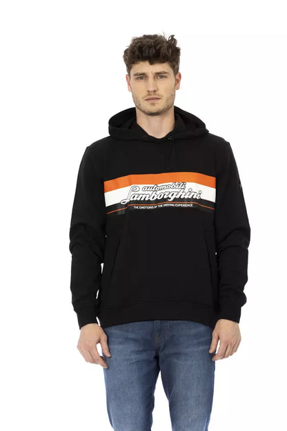 Black Cotton Men's Hooded Sweater