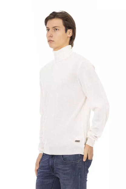 White Fabric Men Turtleneck Sweater