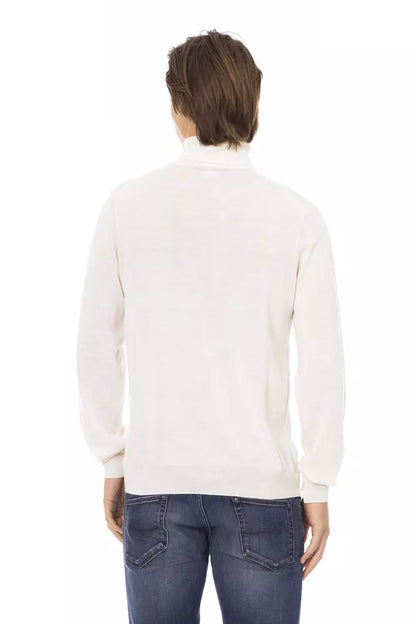 White Fabric Men Turtleneck Sweater
