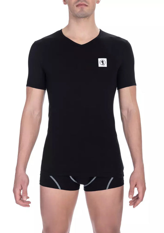 Black Cotton Men's V-Neck T-Shirt
