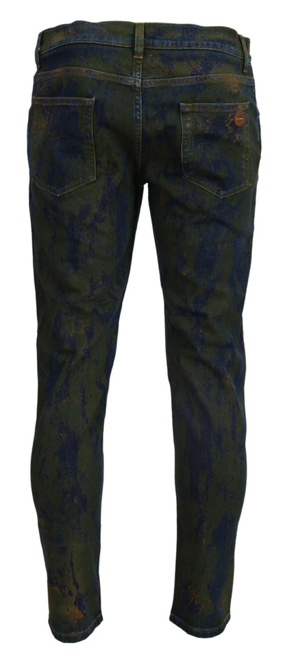 Blue Green Skinny Cotton Denim Jeans