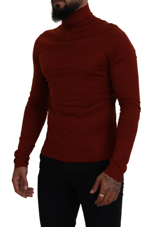 Maroon Cotton Turtle Neck Zip Sweater