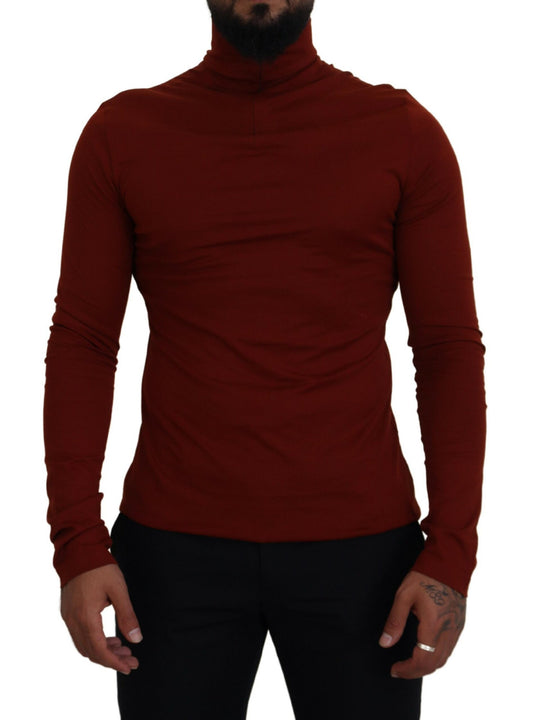 Maroon Cotton Turtle Neck Zip Sweater