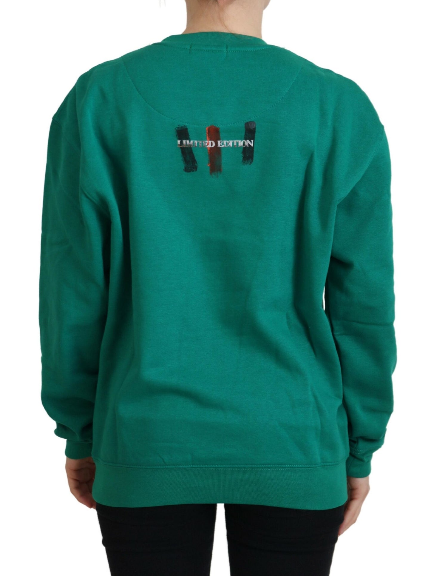 Green Printed Long Sleeves Pullover Sweater