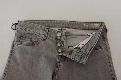 Gray Washed Cotton Skinny Women Casual Denim Jeans