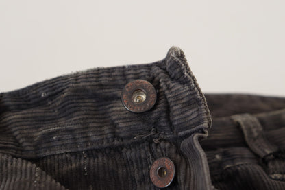 Gray Cotton Corduroy Men Casual Jeans
