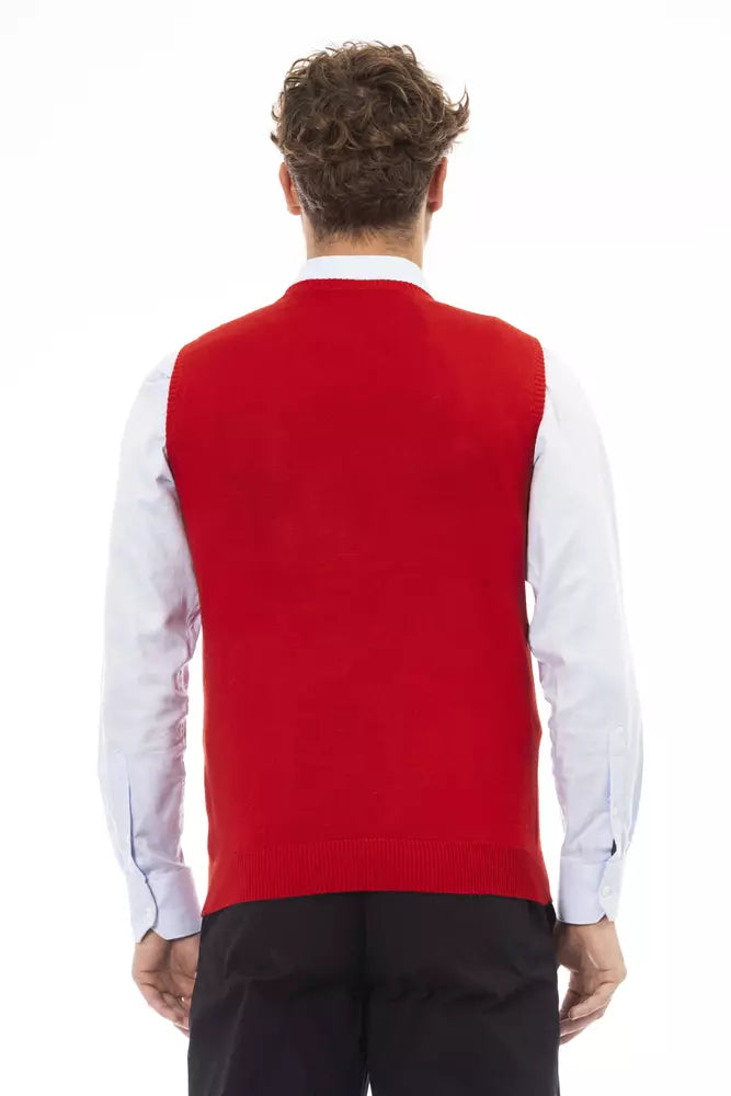 Red Viscose Men Jacket