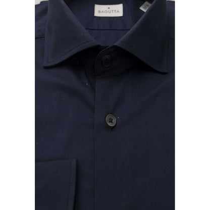 Blue Cotton Men's Slim Shirt