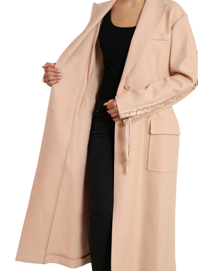 Beige Cotton Single Breasted Long Coat Jacket