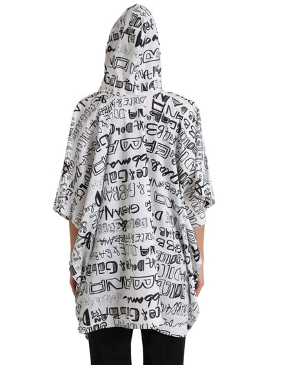 White Logo Print Hooded Blouson T-shirt Top