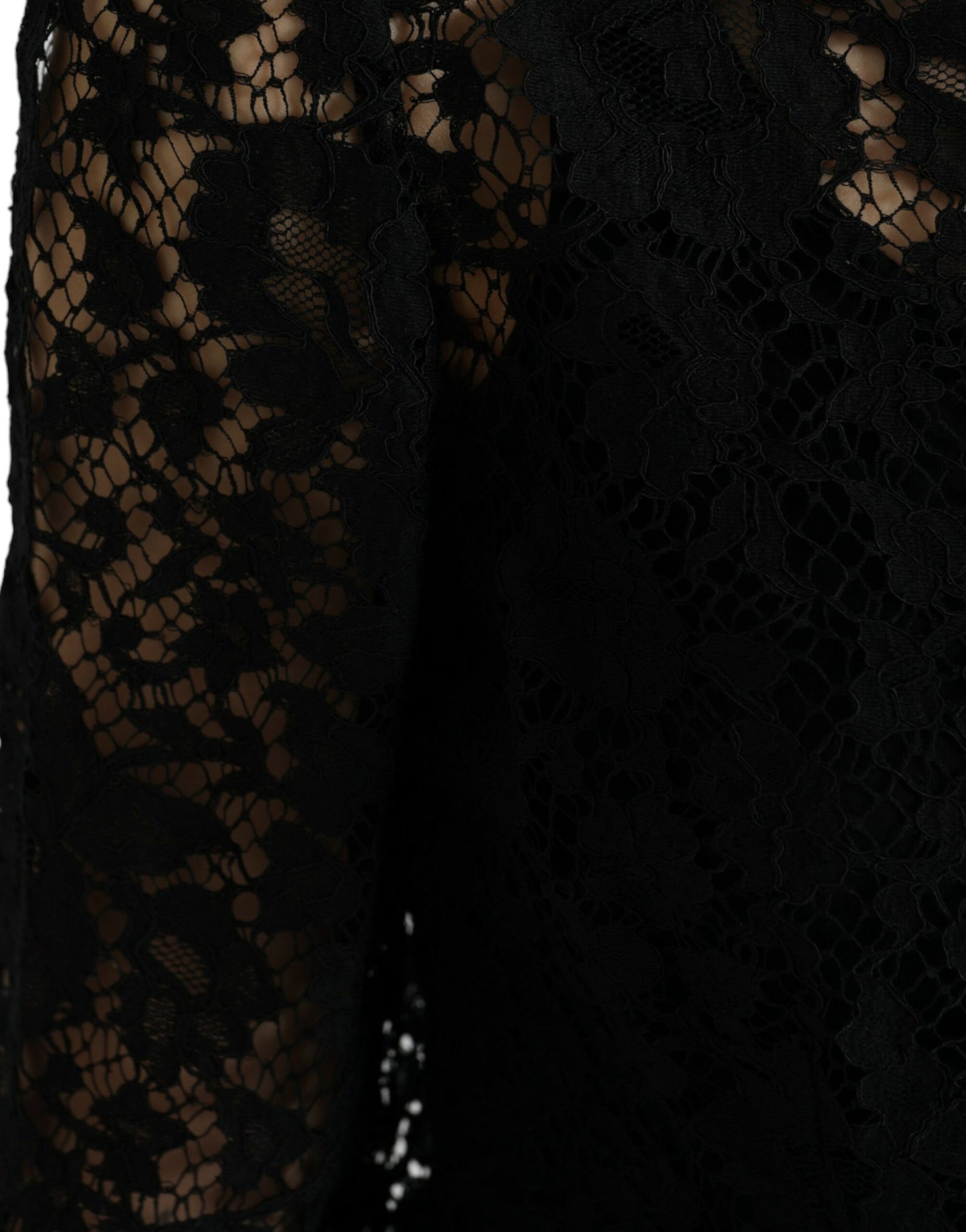 Black Floral Lace Long Sleeves Blouse Top