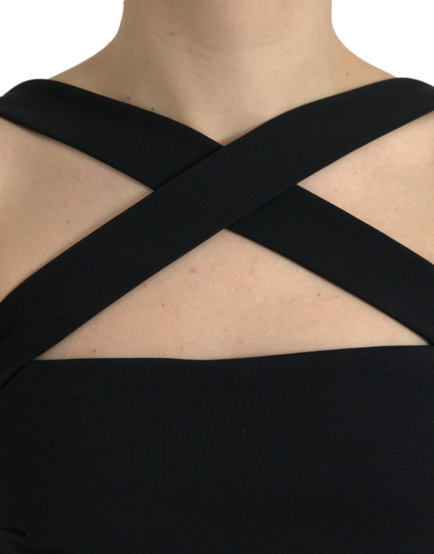 Black Sheath Halter Sleeveless Midi Dress