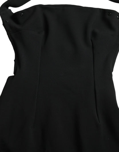 Black Sheath Halter Sleeveless Midi Dress