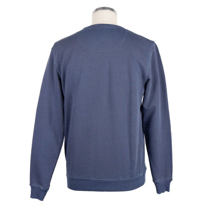 Blue Cotton Men Sweater with Chest Pocket