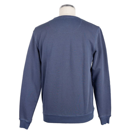 Blue Cotton Men Sweater with Chest Pocket