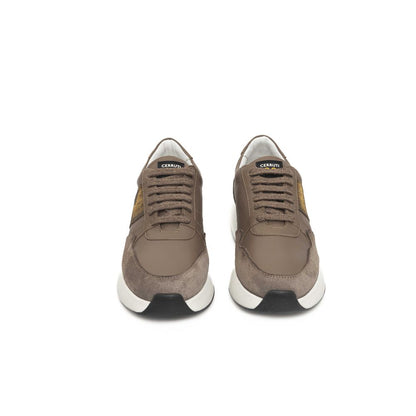 Beige Cowhide Women Sneaker