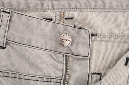Gray Wash Cotton Slim Jeans