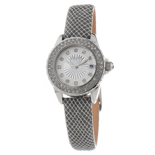 Gray Leather Dress Watch