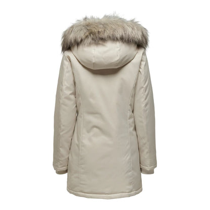 Beige Polyester Parka