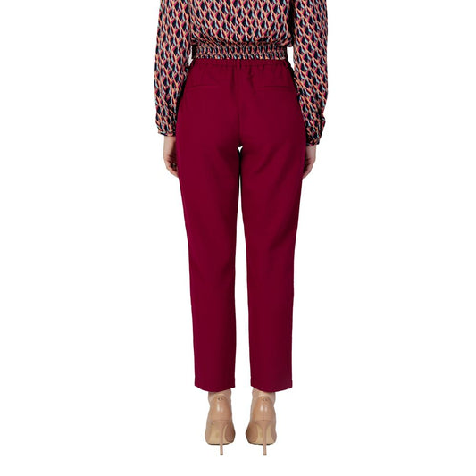 Bordeaux Polyester Casual Pants