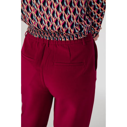 Bordeaux Polyester Casual Pants