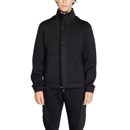 Black Polyester Full-Length Jacket