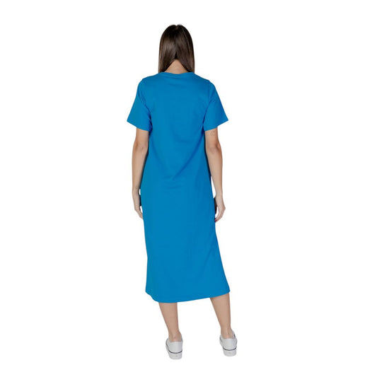 Blue Cotton Midi Dress