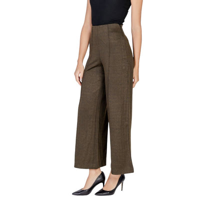 Green Polyester Casual Pants