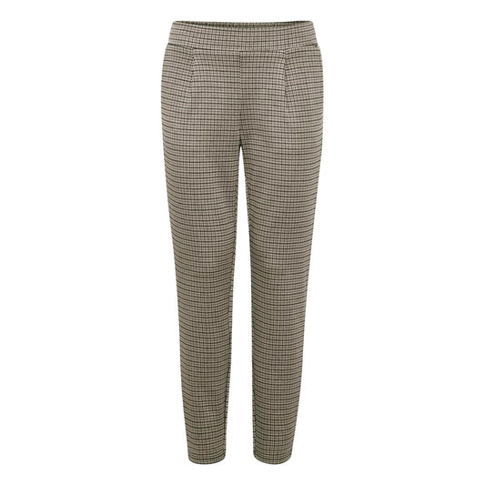Beige Polyester Casual Pants