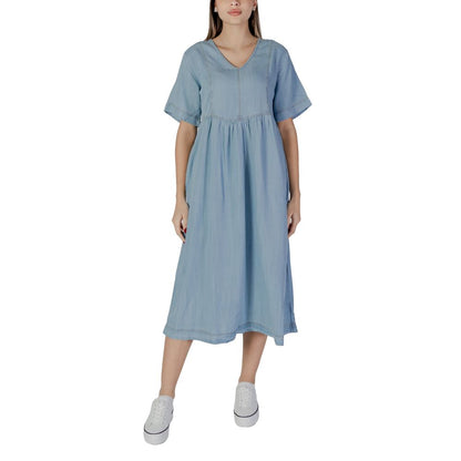 Light Blue Cotton Long Dress