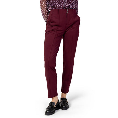 Bordeaux Polyester Casual Pants
