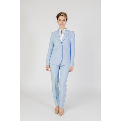 Blue Polyester Dress Pants