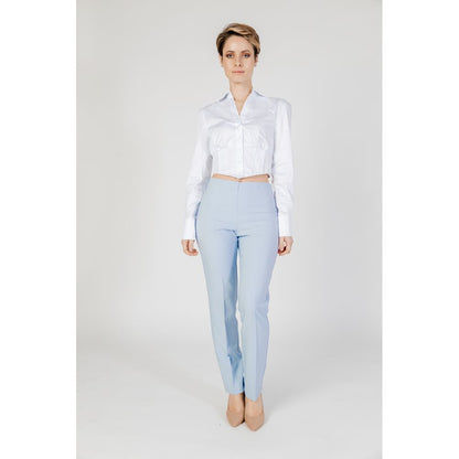 Blue Polyester Dress Pants