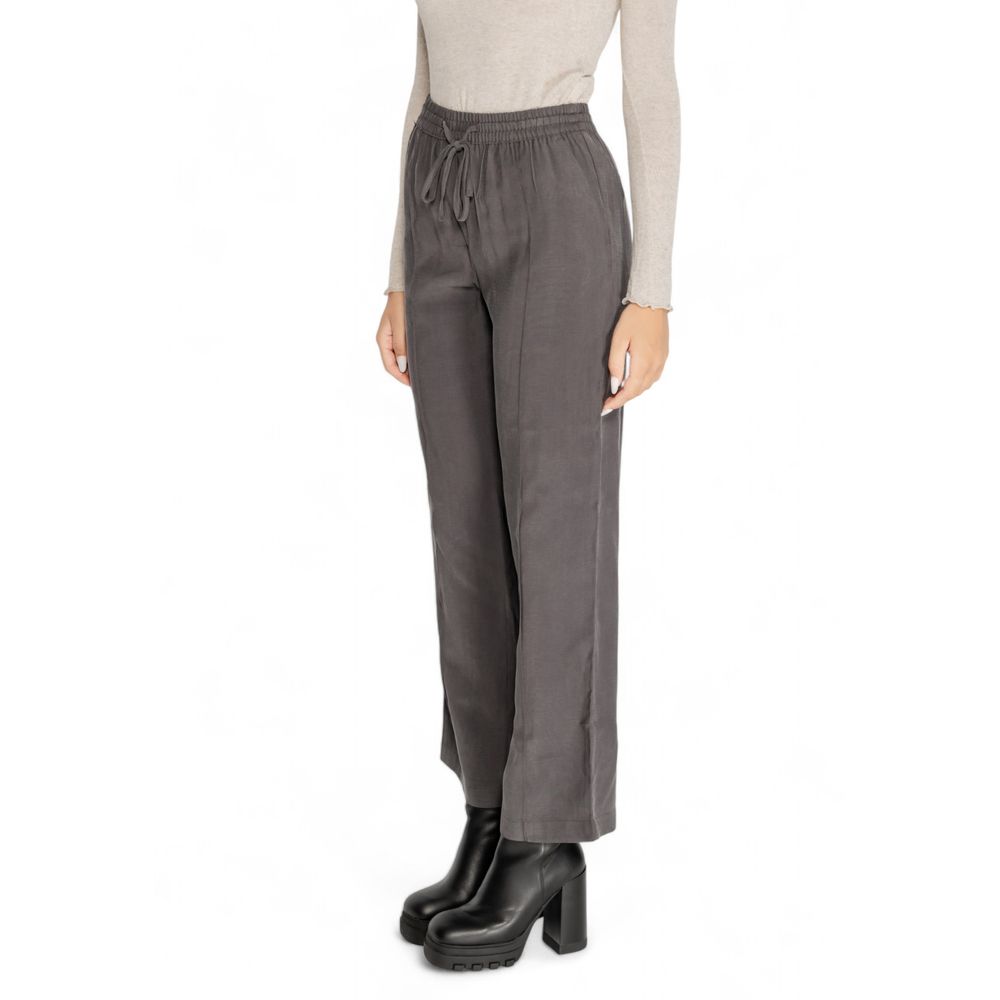 Gray Viscose Casual Pants