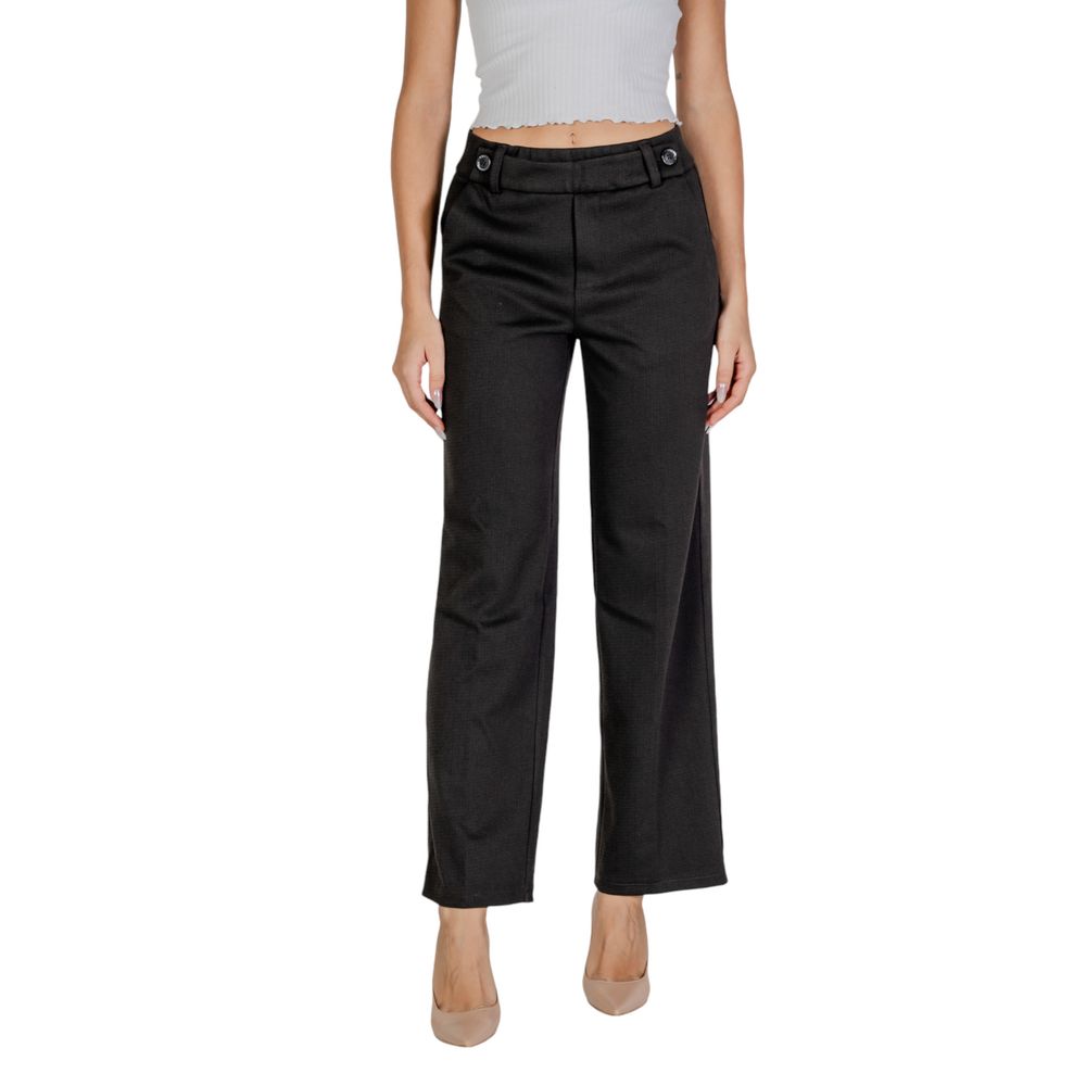 Black Polyester Casual Pants