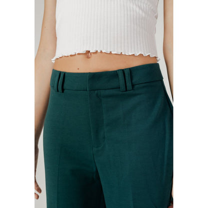 Green Polyester Casual Pants