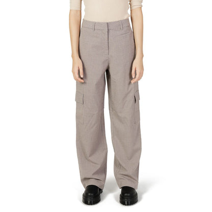 Beige Polyester Cargo Pants