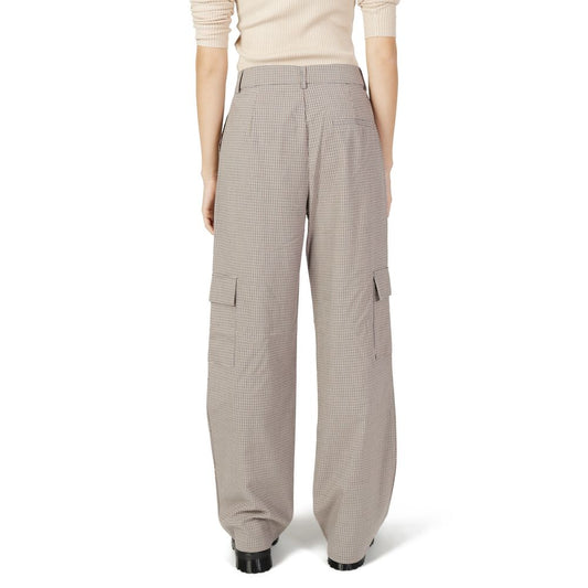 Beige Polyester Cargo Pants