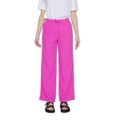Pink Linen Casual Pants