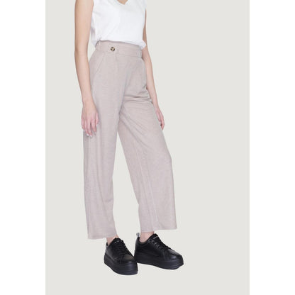 Gray Viscose Casual Pants