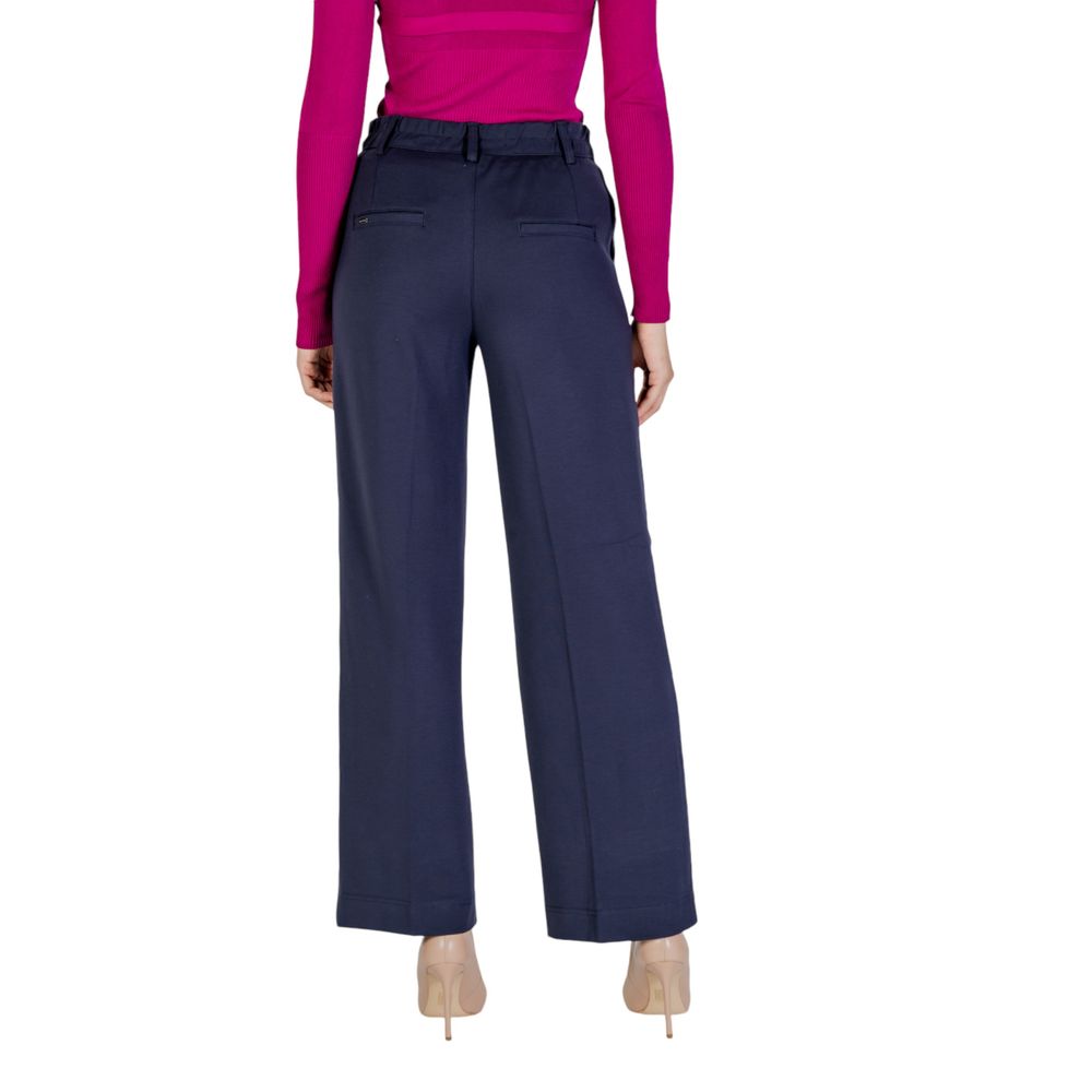 Blue Viscose Casual Pants