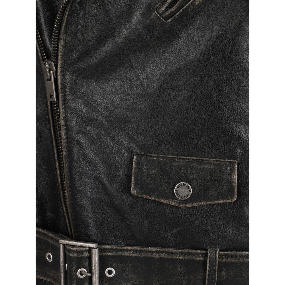 Brown Calf Leather Bos Taurus Biker Jacket