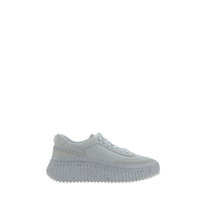White Calf Leather Bos Taurus Platform Sneakers