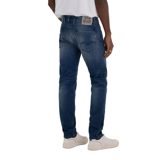 Blue Cotton Straight-Leg Jeans