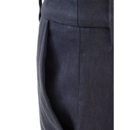 Blue Linen Casual Pants