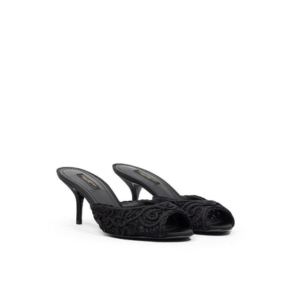 Black Cotton Mules
