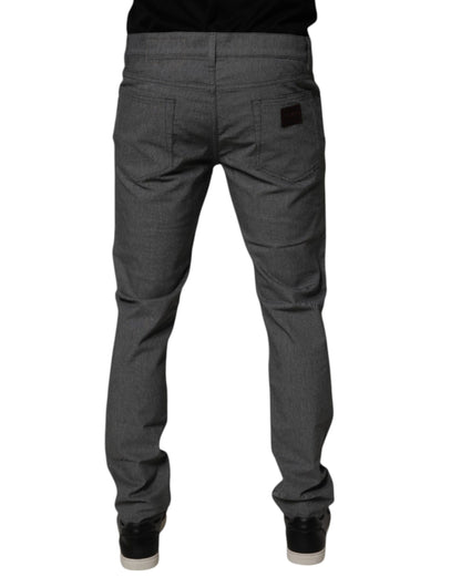 Gray Cotton Stretch Skinny Denim Jeans