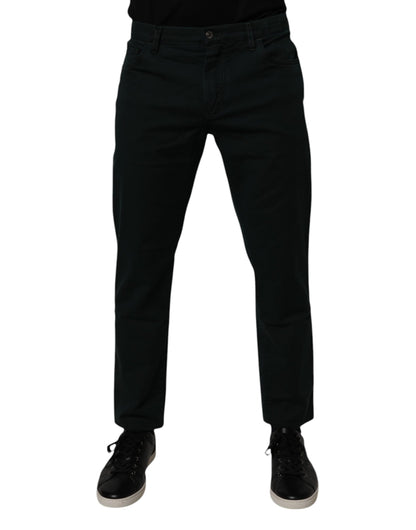 Dark Green Cotton Loose Men Denim Jeans